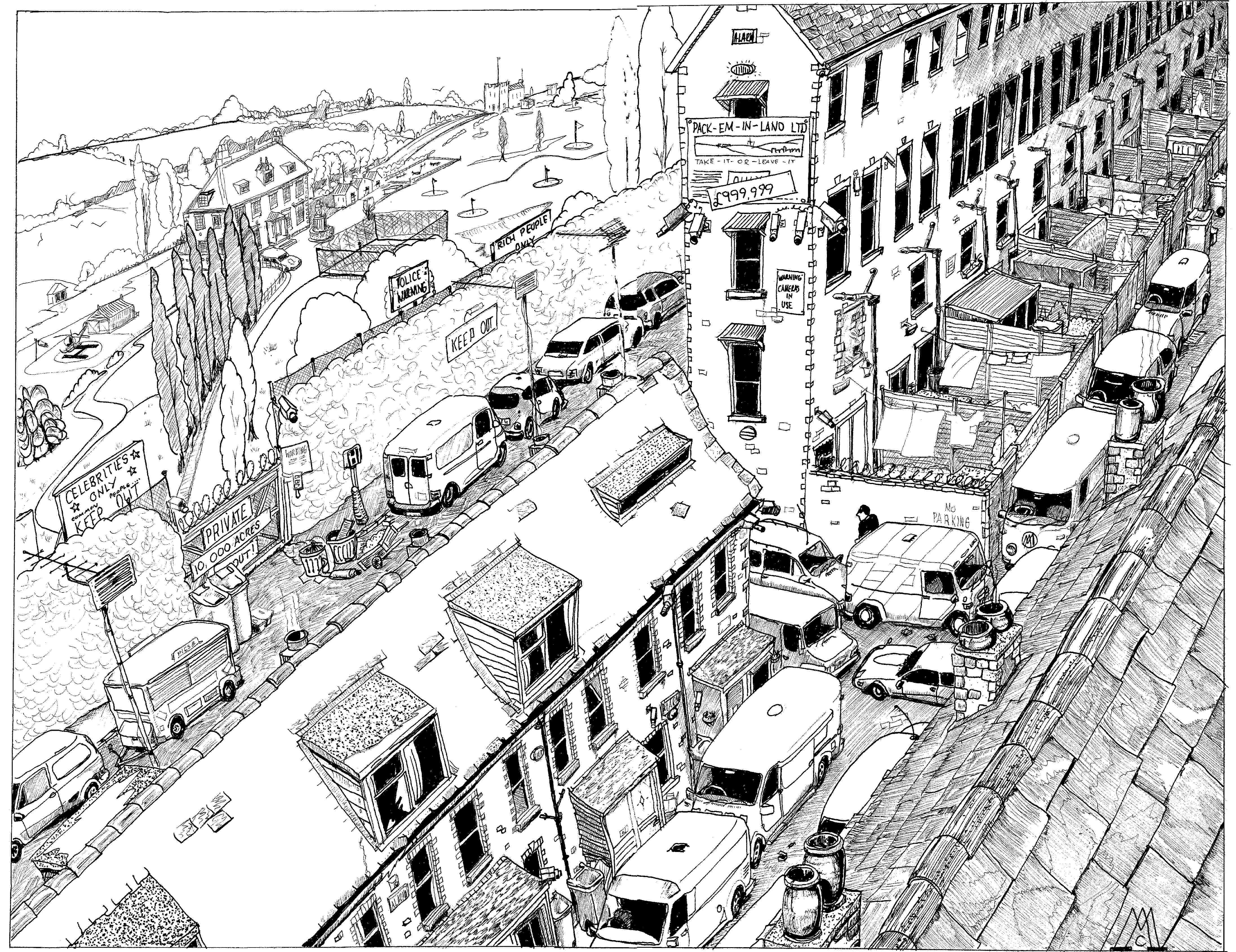 LAND distribution   drawing by Martin Macrae